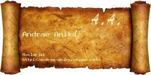 Andrae Anikó névjegykártya